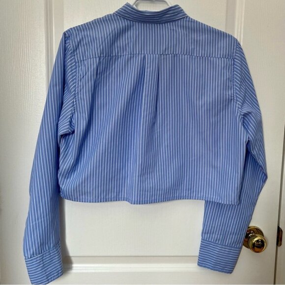 Sim & Sam Striped Cropped Button Down Shirt - Picture 2 of 5